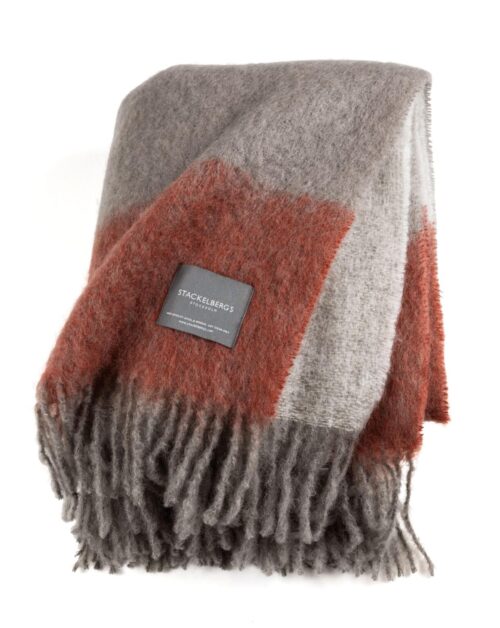 Stackelbergs Pläd Mohair Blanket Brick & Brindle Stripe