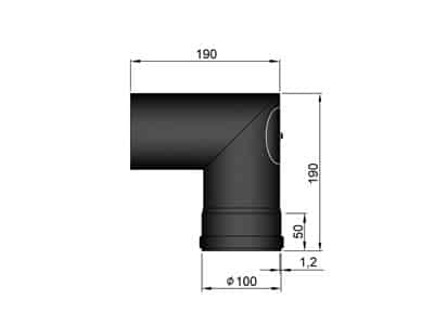 Böj 90° m. sotlucka 190x190mm