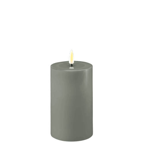 Blockljus LED Salviagrön Ø 7,5×12,5cm