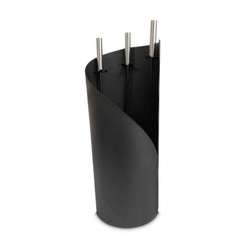 Eldställ 3-Delar Svart Med Stålhandtag