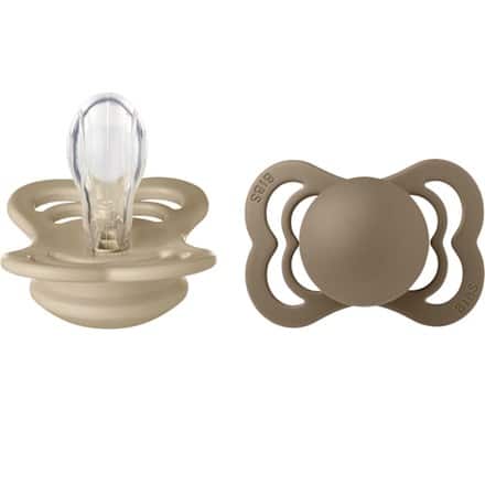 BIBS Silikonnapp 2-Pack Supreme Vanilla/Dark Oak Size 2