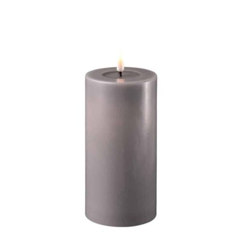 Blockljus LED Grå Ø 7,5×15 cm