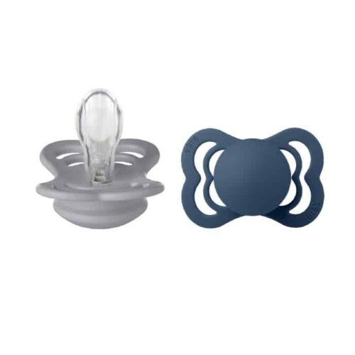 BIBS Silikonnapp  2-Pack Supreme Cloud/Steel Blue Size 1