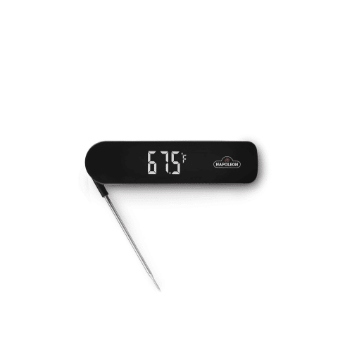 Snabbavläsande digital stektermometer med utfällbar mätsticka för exakt kontroll av kärntemperaturen vid grillning och matlagning.