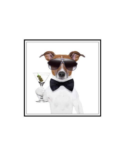 Tavla Hund med en dry martini 50x50
