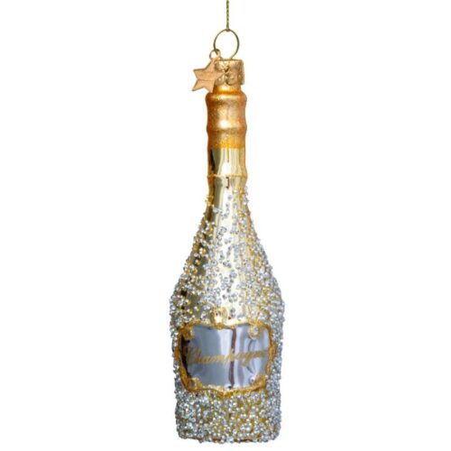 Vondels Glaskula Guld Champagneflaska med diamanter