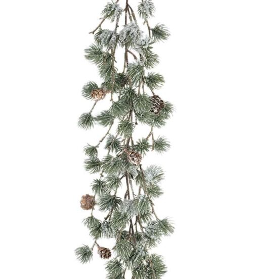 Lärkgirlang 170 cm Grön med Kottar och snö