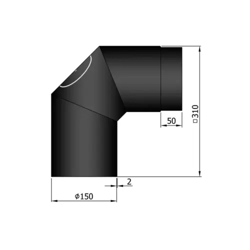 Termatech Böj 2x45° m. sotlucka 310x310mm