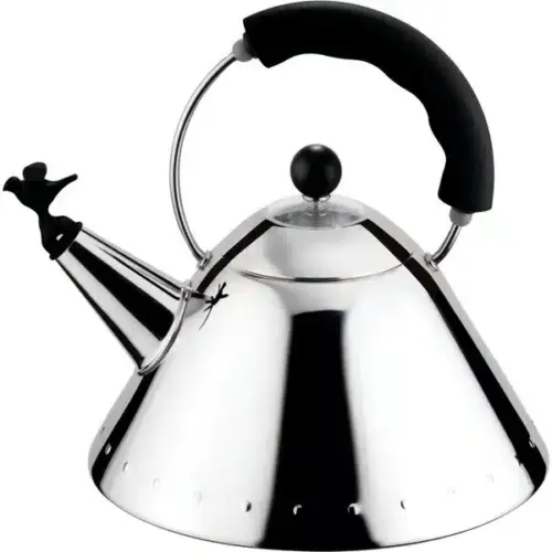 Alessi pipkittel rostfritt stål med svart handtag – 2 liter