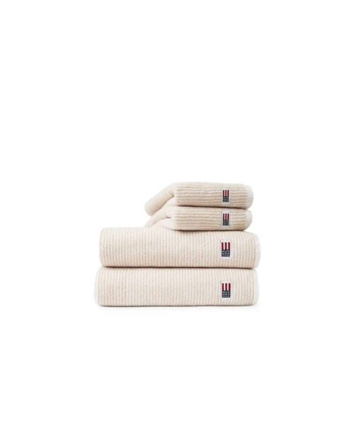 Lexington Original Handduk Vit/Tan Randig