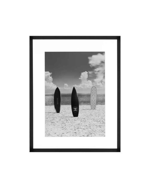 Tavla Surfboards med svart ram 75 x 95 cm