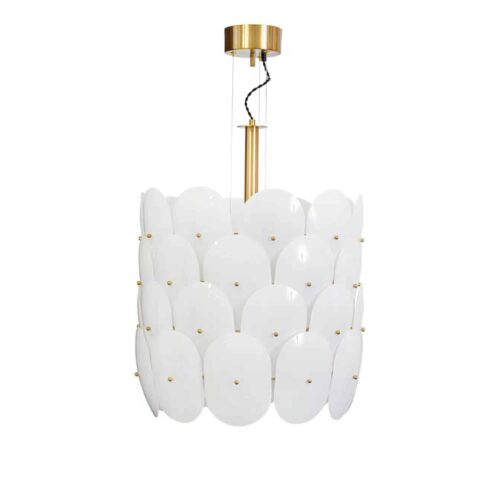 Omlott taklampa Ø50 cm mässing/vit
