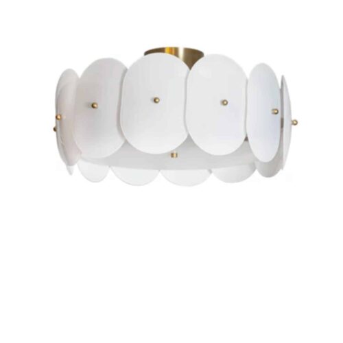 Omlott plafond Ø53 cm mässing/vit