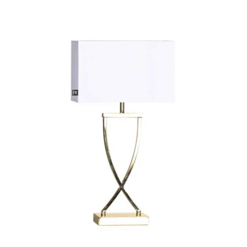 Omega bordslampa H52 cm mässing/vit