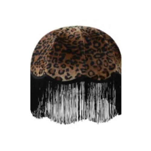 Lampskärm Leopard Päls med svart frans