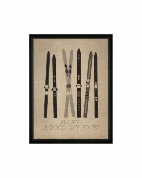 Tavla A Good Day to Ski med svart ram 65 x 85 cm