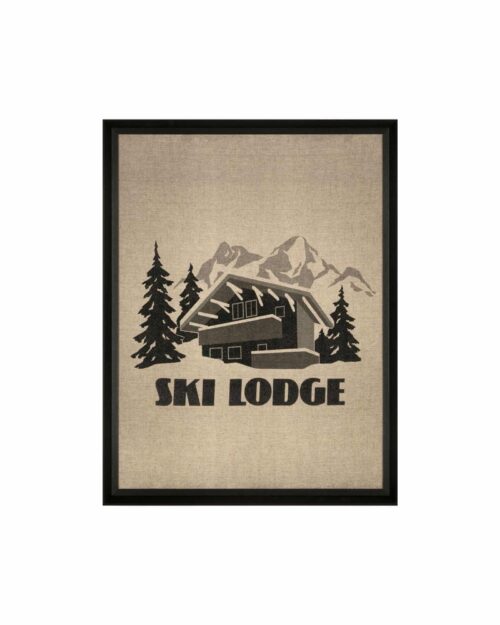 Tavla Ski Lodge med svart ram 35 X 45cm