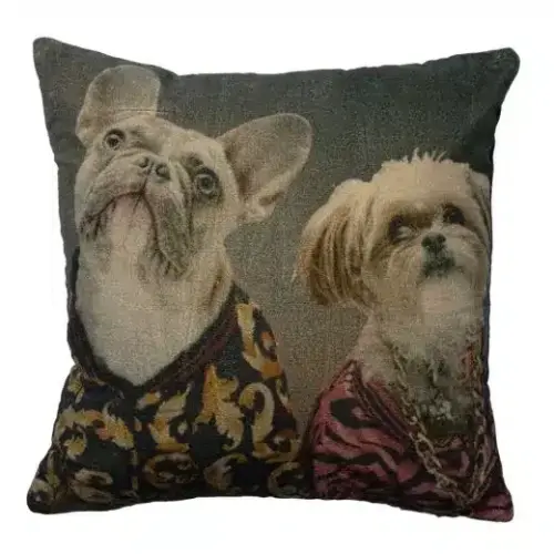 Prydnadskudde preppy hundar 45x45cm