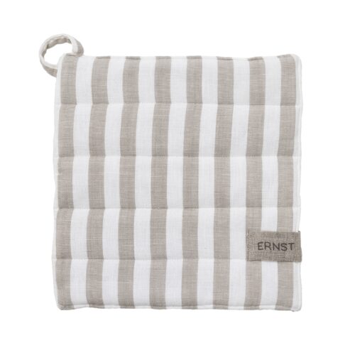 ERNST Grytlapp Bred Rand Beige/Vit – 100% Bomull