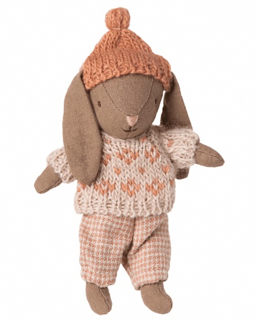 Maileg Vinterkanin, Micro – Brun/Rosa