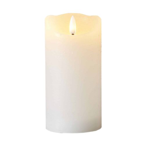 LED Blockljus Flamme Rustic Vitt 15cm