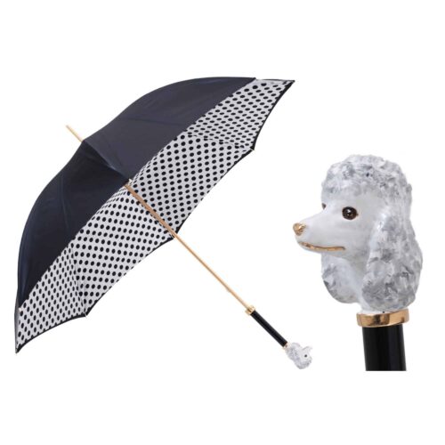 Paraply Pudel - svart med prickar