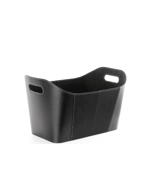 Termatech Vedkorg i imitationsläder med suede – svart, 50×30×30 cm