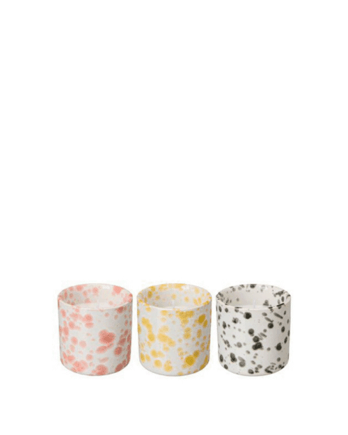 Doris Ljus Mix 1 st – Doftfritt Stengods 7x7 cm, Ø6,5 cm i Gul, Rosa eller Svart
