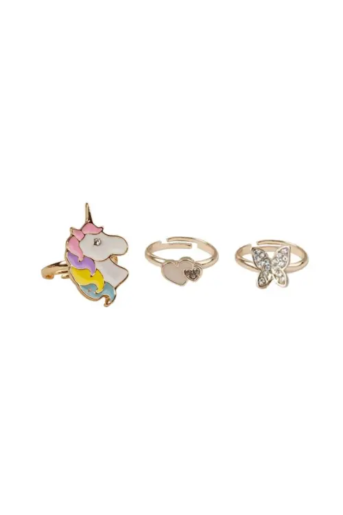 Boutique Butterfly Unicorn Ringset (3 delar) – Barn