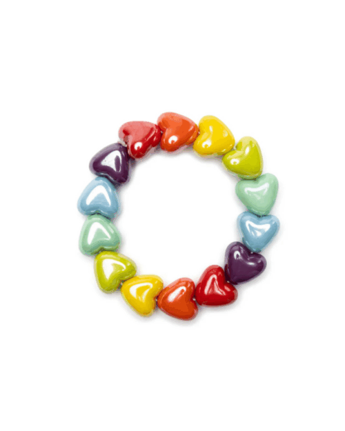 Barnarmband med hjärtformade pärlor i regnbågens färger – Colours of Love armband