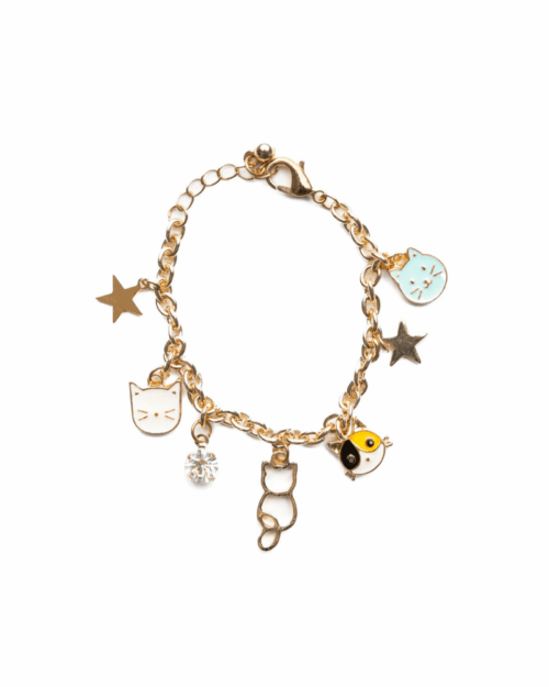 Barnarmband i kedjelänksstil med flera små kattberlocker – Purr-fectly Charming armband