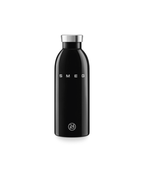 Svart Clima termosflaska 500 ml med högblank finish och dubbelväggad konstruktion från Smeg x 24Bottles