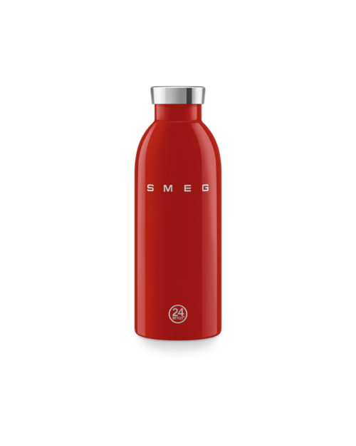 Röd Clima termosflaska 500 ml med högblank finish och dubbelväggad konstruktion från Smeg x 24Bottles