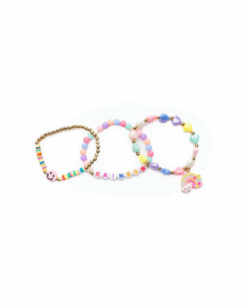 Färgglada barnarmband i regnbågsfärger med glada detaljer – Rainbow Smiles armbandsset