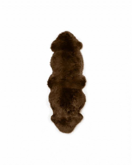 Gently långhårigt fårskinn 60x180 cm Natural Brown – äkta fårskinn från Australien/Nya Zeeland