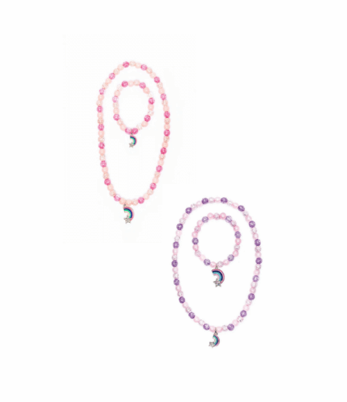 Barn Lila Regnbågshalsband och Armband Set 2 Pack