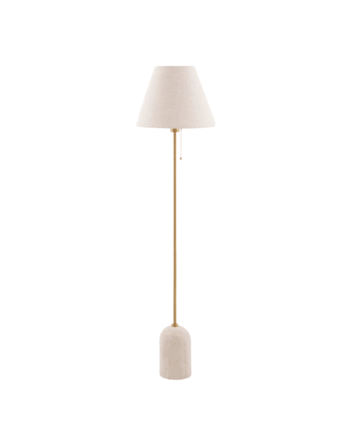 Globen Lighting Gino Golvlampa Beige Travertin – Linneskärm
