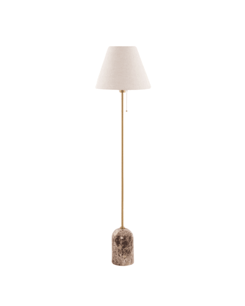 Globen Lighting Gino Golvlampa Brun Marmor – Beige Linneskärm