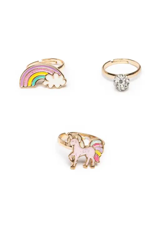 Boutique Unicorn Rainbow Ringset (3 delar) – Barn