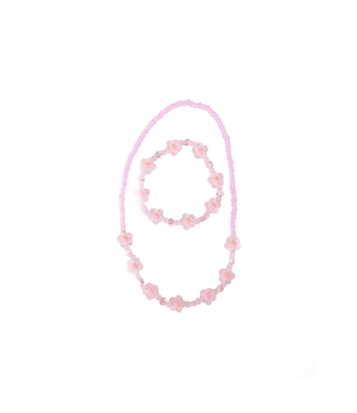 Pink Crystal Blooms Halsband & Armband Set – 2 delar