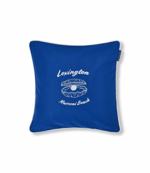 Lexington Kuddfodral Blå Logga 50x50 cm Ekologisk Bomullstwill Blå/Vit