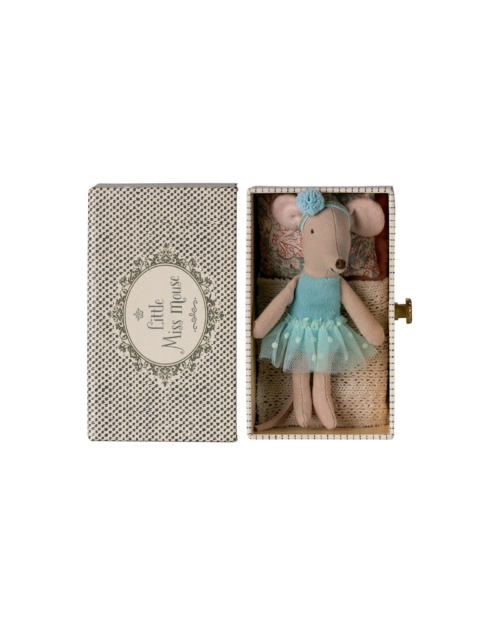 Lillasyster ballerina dansmus blå i fin ask med utdragbar låda / dagbädd