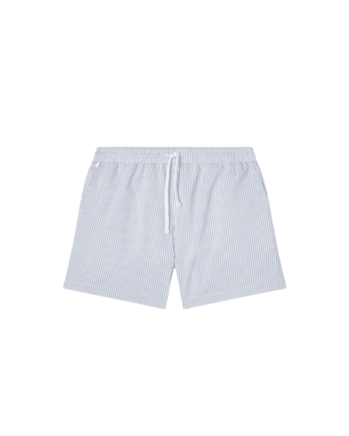 Seersucker badshorts blå/vit randig