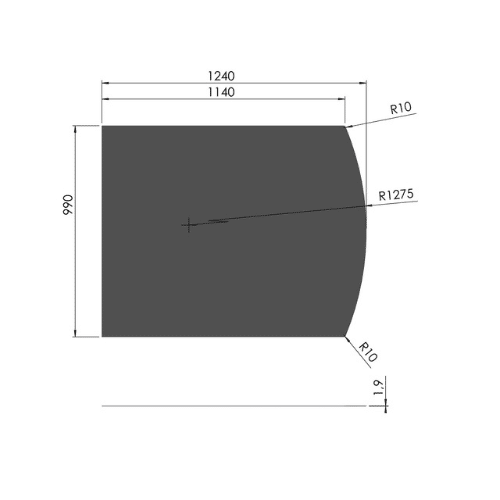 Golvplatta Rak Båge 1000x1250 mm – Svart Stål 1,9 mm