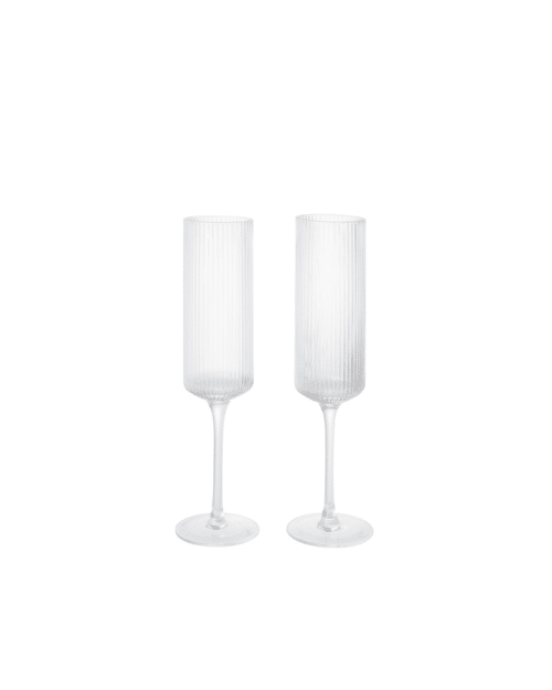 Ferm Living Ripple Champagneglas Set om 2 Klar
