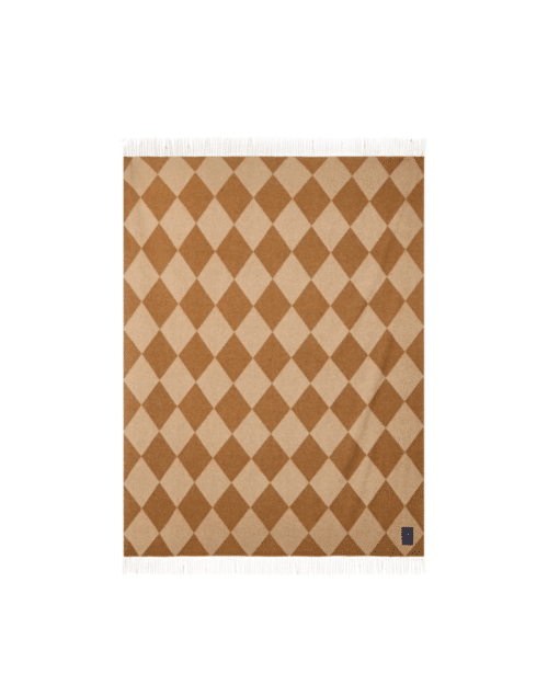 Argyle Pläd i Återvunnen Ull Fudge/Vit 130x170 cm